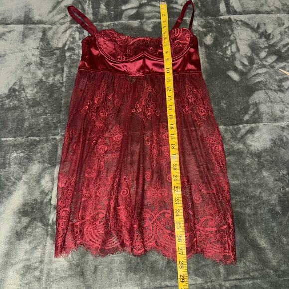 Coquette Babydoll Lingerie Women's Small Red Sheer Lace Detail Straps Underwire - Picture 8 of 9